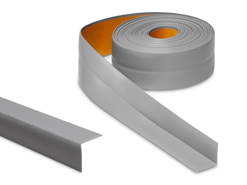PRIMO Weichsockelleiste Selbstklebend 18 x 18mm, Grau - Länge: 5m - Sockelleiste für Küche und Badezimmer, Fußleiste Selbstklebend aus PVC, Knickleiste von Primo