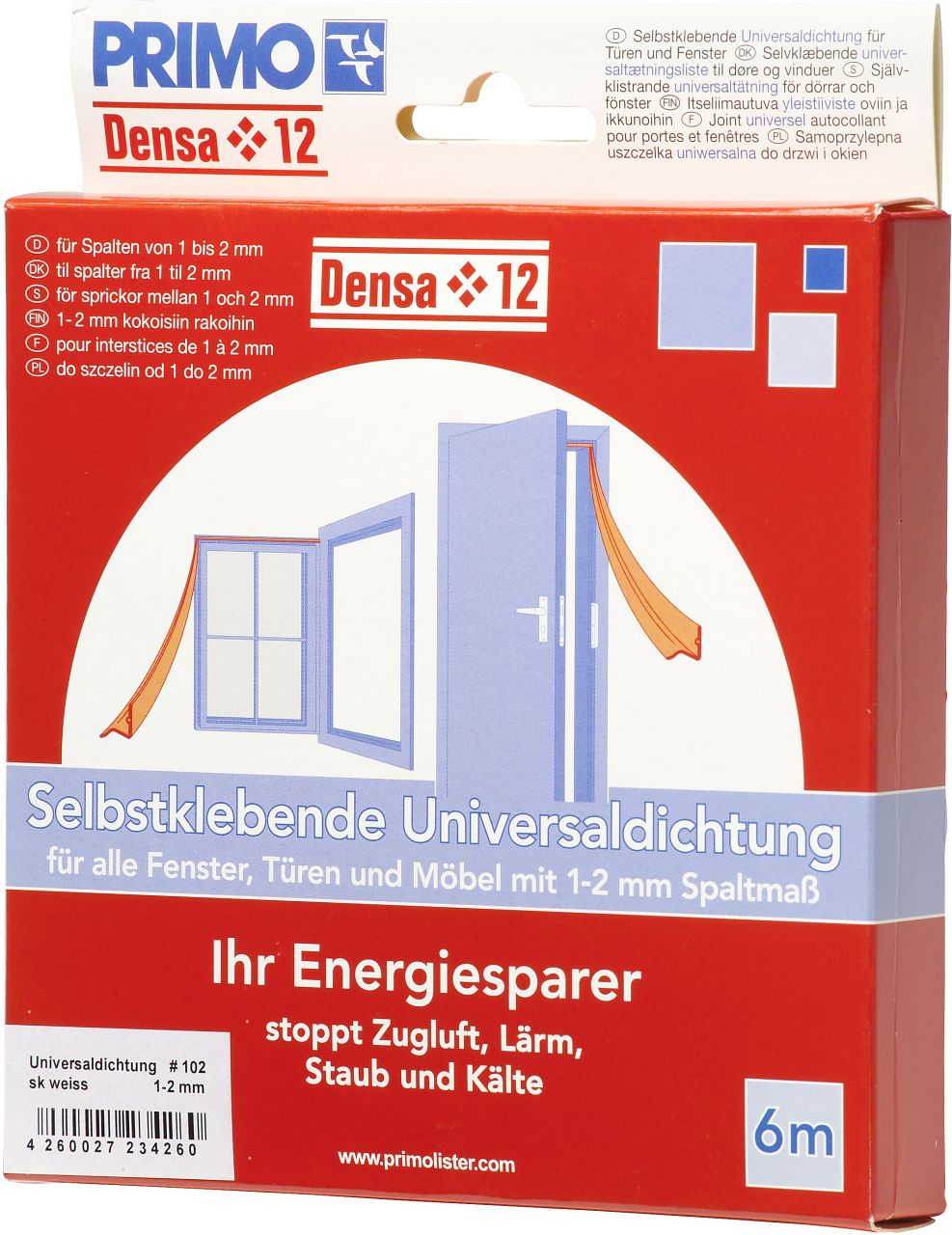 Primo Universaldichtung Densa 12 weiß, für Türen + Fenster, 6 Meter von Primo