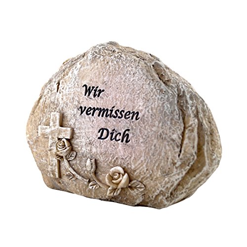 PrimoLiving Grabschmuck Gedenkstein Grabstein (Stein Wir vermissen Dich) von PrimoLiving