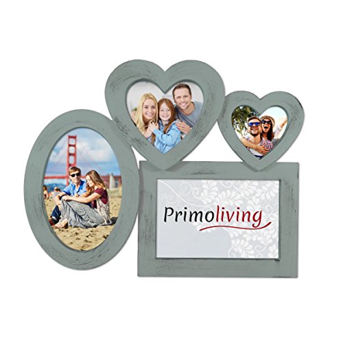 PrimoLiving Bildergalerie in 3D Optik für 4 Bilder P-548 Herz Bilderrahmen Fotorahmen Taupe Gebürstet von PrimoLiving