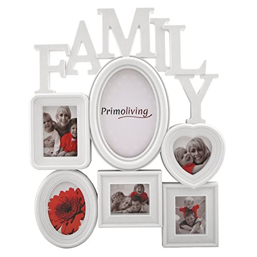 PrimoLiving Family Bildergalerie mit Herz für 6 Bilder 3D Optik Bilderrahmen in Weiß P-299 von PrimoLiving