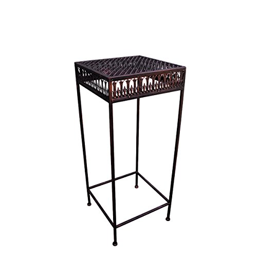 PrimoLiving Metall Blumenhocker/Beistelltisch Shabby Antik-Look braun eckig (S (P-873)) von PrimoLiving