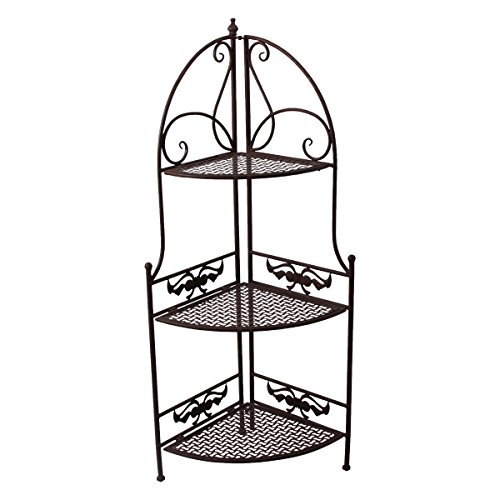 PrimoLiving Metall Garten Regal - Pflanzen Blumen Eckregal aus Metall - Pflanzenregal Garten und Balkon - Blumenbank für draußen - im Vintage Antik-Look, 114cm hoch, braun, P-08508 von PrimoLiving