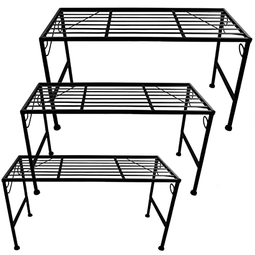 PrimoLiving XXL Metall Blumentreppe 3-teilig schwarz - Klappbare 3-stufige Blumenbank Metall-Bank Blumenregal Outdoor Indoor Pflanzenständer Zwei Teile Pflanzenregal für Balkon Terrasse Garten P-14950 PrimoLiving XXL Metall Blumentreppe 3-teilig schwarz - Klappbare 3-stufige Blumenbank Metall-Bank Blumenregal Outdoor Indoor Pflanzenständer Zwei Teile Pflanzenregal für Balkon Terrasse Garten P-14950 von PrimoLiving