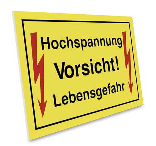 PRIMUS-PRINT – 1er Set- Vorsicht Hochspannung Lebensgefahr Schild – Warnschild für Elektrobereiche – Hochwertiger Aluminium Verbund oder Hartschaum – 20x30 cm – UV-beständig und wetterfest von Primus-Print.de
