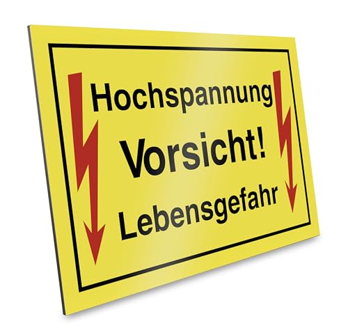 PRIMUS-PRINT – 1er Set- Vorsicht Hochspannung Lebensgefahr Schild – Warnschild für Elektrobereiche – Hochwertiger Aluminium Verbund oder Hartschaum – 20x30 cm – UV-beständig und wetterfest von Primus-Print.de