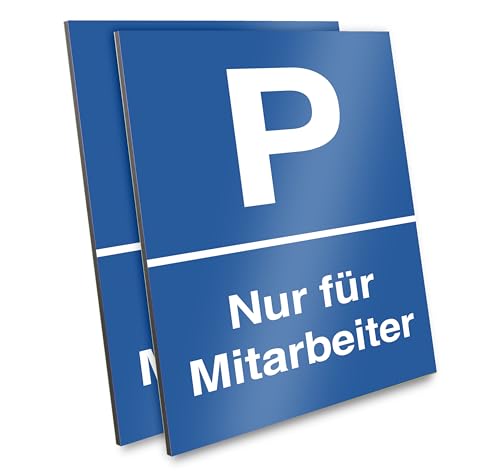 PRIMUS-PRINT – 2er Set, Parken nur für Mitarbeiter Schild – Exklusive Mitarbeiterparkplätze – Hochwertiger Aluminium Verbund oder Hartschaum – 20x30 cm – Witterungsbeständig und UV-geschützt von Primus-Print.de