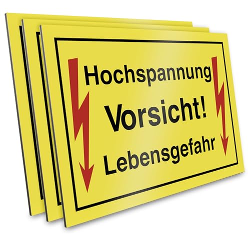 PRIMUS-PRINT – 3er Set- Vorsicht Hochspannung Lebensgefahr Schild – Warnschild für Elektrobereiche – Hochwertiger Aluminium Verbund oder Hartschaum – 20x30 cm – UV-beständig und wetterfest von Primus-Print.de