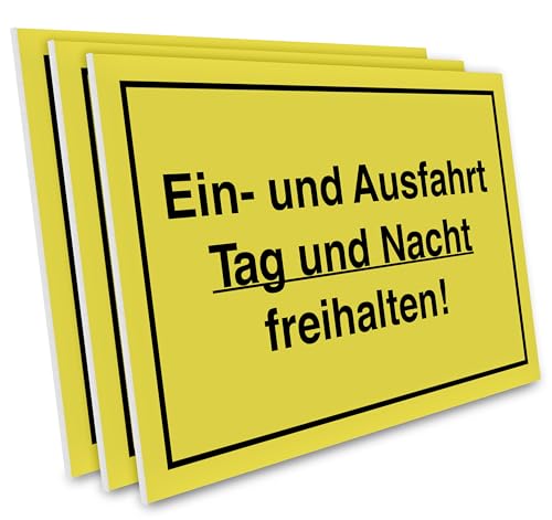 PRIMUS-PRINT – Ein- und Ausfahrt Tag und Nacht Freihalten Schild – 3er Set – Dauerhafte Zugangssicherung – Aluminium Verbund oder Hartschaum – 20x30 cm – Witterungsbeständig und UV-beständig von Primus-Print.de