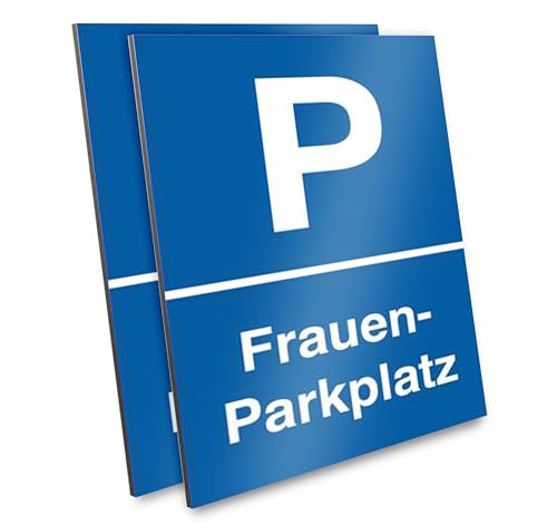 PRIMUS-PRINT – Frauenparkplatz Schild – 2er Set Parkplatzschild Frauenparkplatz – Sicherheit & Sichtbarkeit – Aluminium Verbund oder Hartschaum – 20x30 cm – Wetterfest und UV-beständig von Primus-Print.de