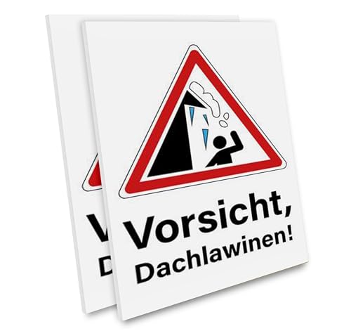 PRIMUS-PRINT – Vorsicht Dachlawinen Schild – 2er Set – Warnschild für herabfallenden Schnee und Eis – Hochwertiger Aluminium Verbund oder Hartschaum – 20x30 cm – Witterungsbeständig und UV-geschützt von Primus-Print.de