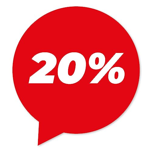 Primus Print Sale Aufkleber - 5 x 20% - wiederablösbar für Schaufenster/Fenster Ausverkauf Rabatt (20%) von Primus-Print.de