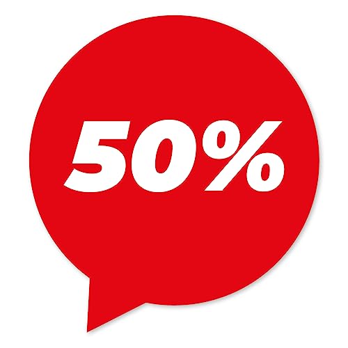 Primus Print Sale Aufkleber - 5 x 50% - wiederablösbar für Schaufenster/Fenster Ausverkauf Rabatt (50%) von Primus-Print.de