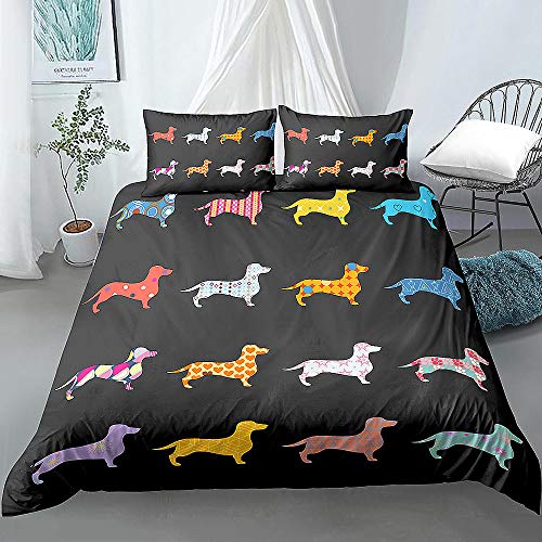 Prinbag Cartoon Haustier Bettwäsche Set Dackel Wurst Hund Bettbezug Set Kinder Erwachsene Schlafzimmer Dekor Bettbezug Home Textilien 135x200cm + 50x75cm * 1 von Prinbag