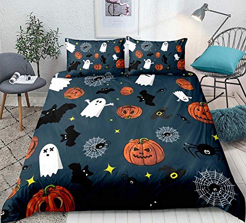 Prinbag Halloween Bettbezug Set Fledermaus mit Kürbis Bettwäsche Set 2 / 3pcs Festival Bettbezug Mode Heimtextilien 135x200cm von Prinbag