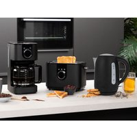 Design Edelstahl Frühstücksset in Schwarz Kaffeemaschine, Wasserkocher & Toaster von Princess