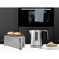 Princess - Edelstahl Frühstücksset Silber 1 Ltr Wasserkocher 2200W 4er Doppelschlitztoaster von Princess