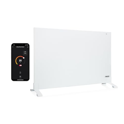 Infrarot-Heizung Princess Connected - 350 W - Niedriger Verbrauch - Kostenlose App - Programmierbar mit integriertem Thermostat - Kohlenstoffkristall-Platte von Princess
