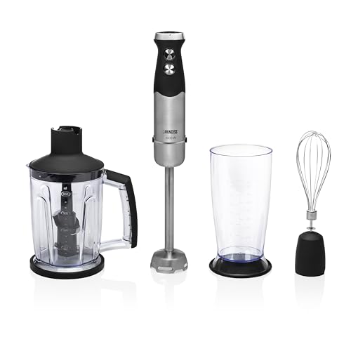 Princess Stabmixer-Set - 1000 Watt, Pürierstab mit 25 cm und 6 Messern, Stufenlose Leistungsregler, 1250 ml Messbecher, Schneebesen, Zerkleinerer mit 4 Messern, 221221 von Princess