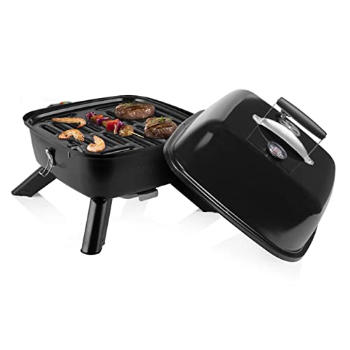 Princess Barbecue - Hybrid Grill, mit Strom oder Holzkohle, ideal für den Camping-Urlaub, 2000 Watt, Schwarz, 112256 von Princess