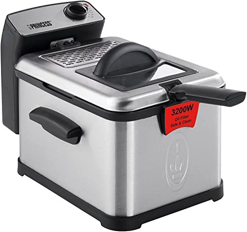 Princess 183001 Edelstahl Fritteuse mit 3 Liter Fassungsvermögen, Ölfilter und Kaltzonenfunktion, entnehmbarer Edelstahl-Behältereinsatz, Silber 01.183001.050 Princess 183001 Edelstahl Fritteuse mit 3 Liter Fassungsvermögen, Ölfilter und Kaltzonenfunktion, entnehmbarer Edelstahl-Behältereinsatz, Silber 01.183001.050 von Princess