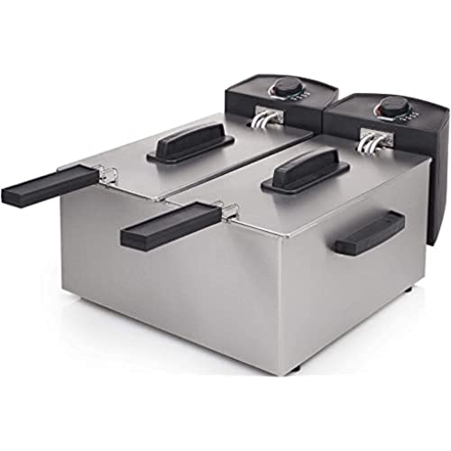 Princess 183123 Edelstahl Doppel-Fritteuse - 2 x 3 Liter (2 x 1800 Watt) mit Kaltzonenfunktion von Princess