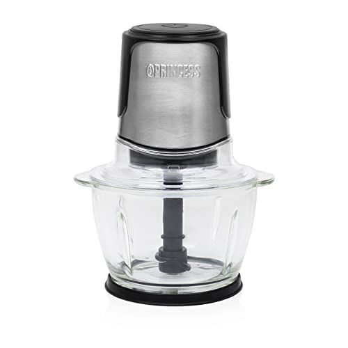 Princess Mini Zerkleinerer – 2 Edelstahlklingen, Glasbehälter 1 l, 300 W, 221051 von Princess