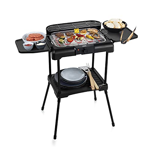 Princess 01.112250.01.001 Electric BBQ with Side Shelves 112250 Elektro Standgrill mit Standfuß Schwarz, Kunststoff, 1 Load, Multicolor von Princess