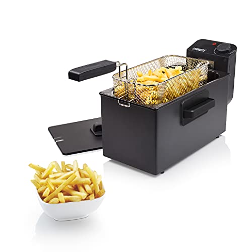 Princess Edelstahl Fritteuse (schwarz), 3 Liter (2000 Watt) mit Kaltzonenfunktion, 182727, 01.182727.01.050 von Princess