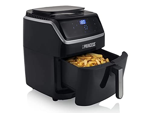 Princess Dampf-Heißluftfritteuse, 2-in-1 Dampfgarer & Airfryer, 62,2 Prozent weniger Energieverbrauch, 6,5 L Volumen, 8 Programme, für bis zu 9 Personen, Ø 23,5 cm Garkorb, 182080 von Princess