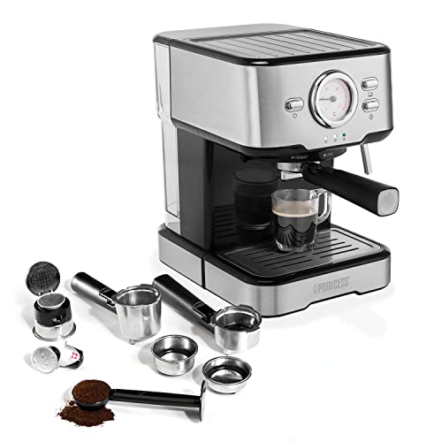 Princess 249412 Espresso und Kapselmaschine, aus Edelstahl, Auch Milchschaumvarianten wie Cappuccino, Latte und Espresso Macchiato, 20 bar, Silber von Princess