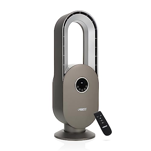 Princess Flügelloser Lüfter Ventilator für Schlafzimmer, bis zu 15h Timerfunktion, 55° Oszillation, mit Fernbedienung, 3 Windmodi, 3 Windgeschwindigkeiten, LED-Display, schlankes Design von Princess