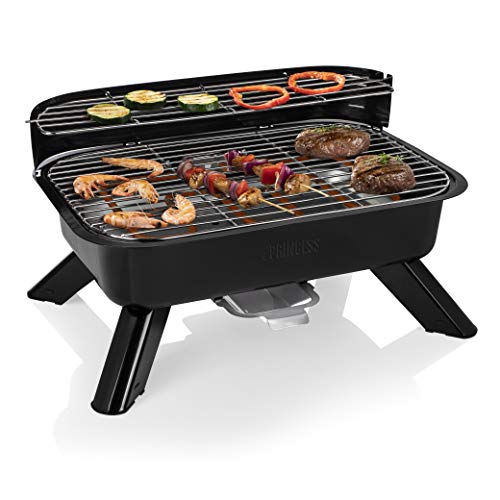 Princess Hybridgrill - geeignet als Elektro- oder Holzkohlegrill, mit 0,7 M Kabelzuleitung, regelbarer Thermostat, 2000W, 112252 01.112252.01.001 Schwarz von Princess