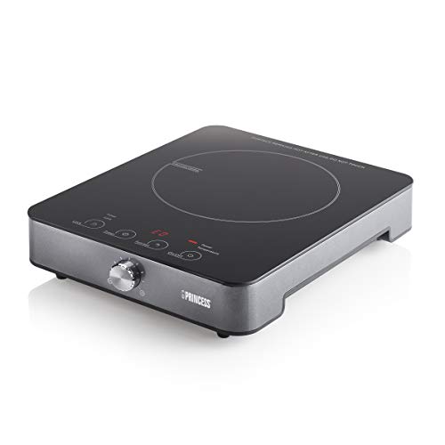 Princess Induktionskochplatte mit Touch-Bedienfeld, Digitales LED-Display, 1800 W Leistung, von 60Degree C bis 240Degree C, automatische Abschaltung und Pfannenerkennung 01.303010.01.001 von Princess