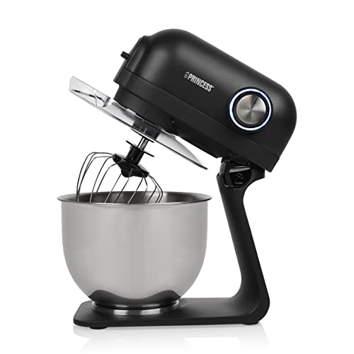 Princess Küchenmaschine 220137 – Aluminium-Druckguss-Gehäuse – 1200 W – 5-L-Edelstahlbehälter – 5 Geschwindigkeitsstufen und Pulsfunktion, Matt Schwarz von Princess