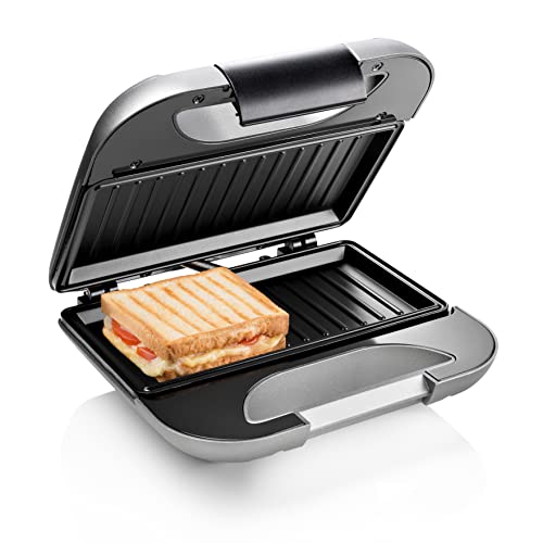 Princess Sandwich Maker DeLuxe in Mattoptik, 22x12cm Bratfläche, 750 Watt, 0,85 M Kabellänge, mit Sicherheitsverschluss, 127003 von Princess