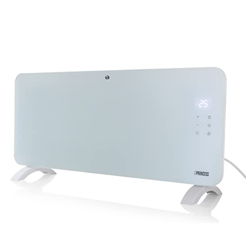 Princess Smarte Konvektorheizung – 2000 W – Steuerbar über kostenlose App – Glaspaneel – wandmontierbar – mit LED-Touchscreen von Princess