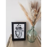 A4 Gothic Herz Und Blumen Print - Blühendes von PrincessOfDarkArts