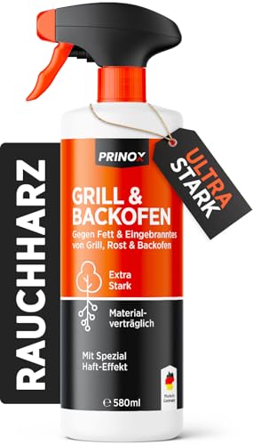 Prinox Backofenreiniger & Grillreiniger extra stark - 580ml - Haft Effekt - Rauchharzentferner Entfernt stärkste Verschmutzungen und Rauchharz - Entwickelt & Hergestellt in DE von Prinox