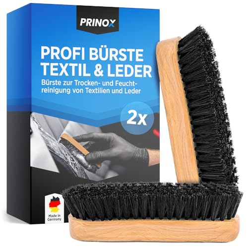 PRINOX® Profi Reinigungsbürste 2er Set Reinigungsbürsten aus Buchenholz als Kleiderbürste, Polsterbürste, Textilbürste, Schuhbürste für die effektive Trocken- und Feuchtreinigung von Prinox