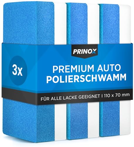 PRINOX Profi Polierschwamm fürs Auto - 3er Set - Universell nutzbar - Lackschonender Handpolierschwamm - Perfekt zur Applikation von Polituren, Wachsen & Pflegemitteln - KFZ Schwamm I Made in DE von Prinox