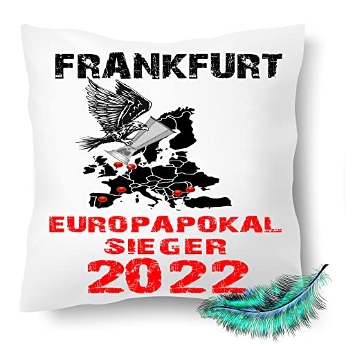 Frankfurt Europapokal Sieger 2022,Fussball | Kings of Europe | bedrucktes Fan Kissen | Dekokissen, Zierkissen | Kuschelkissen 40X40 Bedruckt | Kissenbezug (mit Kissenfüllung) von Print Deluxe