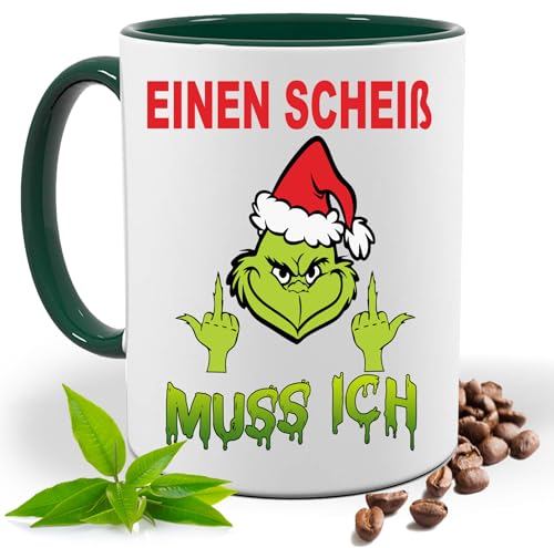 Grinch Einen Scheiß muss ich Tasse mit Lustigem Spruch|Geschenk Idee| Kaffee Tee Bürotasse | Fototasse, Motivtasse | Kaffeetasse, Teetasse |Keramik (Grün) von Print Deluxe