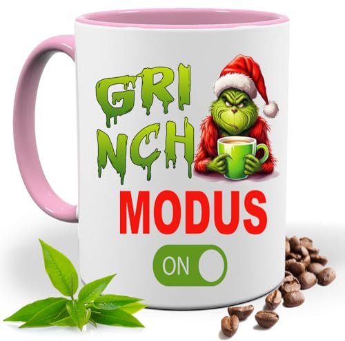 Grinch Modus On Tasse mit Lustigem Spruch|Geschenk Idee| Kaffee Tee Bürotasse | Fototasse, Motivtasse | Kaffeetasse, Teetasse |Keramik (Rosa) von Print Deluxe