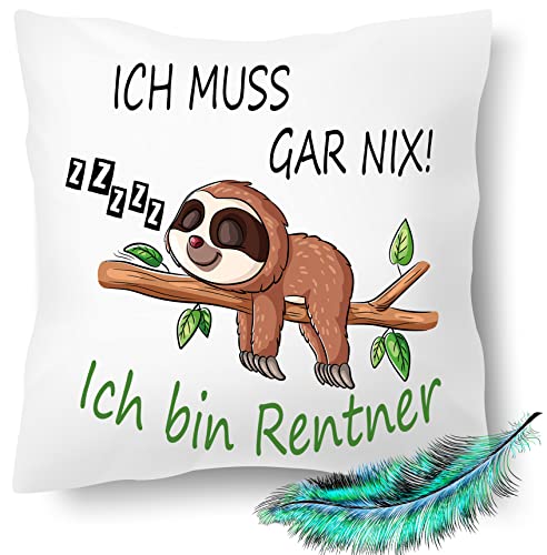 Lustiges Rentner Geschenk Kissen, Ruhestand, Ich muss gar nix! Geburtstags Geschenk, bedrucktes Kissen | Dekokissen, Zierkissen | Kuschelkissen 40X40 bedruckt | Kissenbezug (mit Kissenfüllung) von Print Deluxe