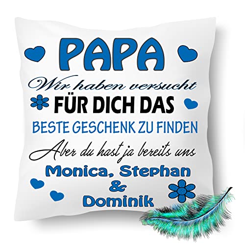 Papa Kissen personalisiert mit Namen, Geburtstags Geschenk, bedrucktes Kissen Beste Mutter der Welt | Kuschel Dekokissen, Zierkissen 40X40| Kissenbezug mit Füllung (mit Kissenfüllung) von Print Deluxe