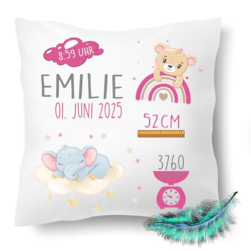Print Deluxe Personalisierbares Kissen zur Geburt, mit Namen und Geburtsdaten für Jungen und Mädchen 40x40cm | Babykissen| bedrucktes Kissen| Geschenke zur Geburt, Taufe,Elefant, Teddy,Rosa Print Deluxe Personalisierbares Kissen zur Geburt, mit Namen und Geburtsdaten für Jungen und Mädchen 40x40cm | Babykissen| bedrucktes Kissen| Geschenke zur Geburt, Taufe,Elefant, Teddy,Rosa von Print Deluxe