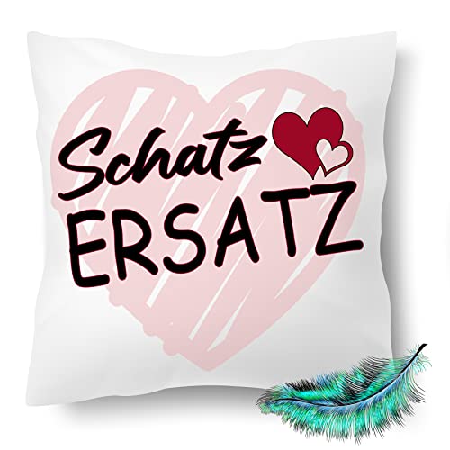 Print Deluxe Valentinstag Kissen Bedruckt Schatz Ersatz, Liebe, Patner, Weihnachtsen Geburtstag Geschenk Idee | Kuschel Dekokissen, Zierkissen 40X40| Kissenbezug & Füllung (mit Kissenfüllung) von Print Deluxe