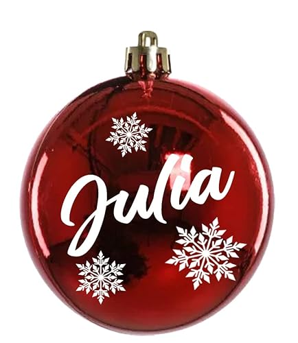 Weihnachtskugel mit Name Bedruckte aus Glas 8cm Wunschtext | Matt &Glänzend Personalisierte Christbaumkugel Groß | Weihnachten, Weihnachtsbaumschmuck | Kugeln (Glänzend, Rot) von Print Deluxe