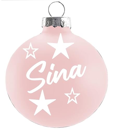 Weihnachtskugel mit Name Bedruckte aus Glas 8cm Wunschtext | Matt &Glänzend Personalisierte Christbaumkugel Groß | Weihnachten, Weihnachtsbaumschmuck | Kugeln (Matt, Rosa) von Print Deluxe